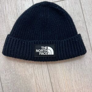 The North Face Black Knit Beanie Hat | Logo Patch | One Size